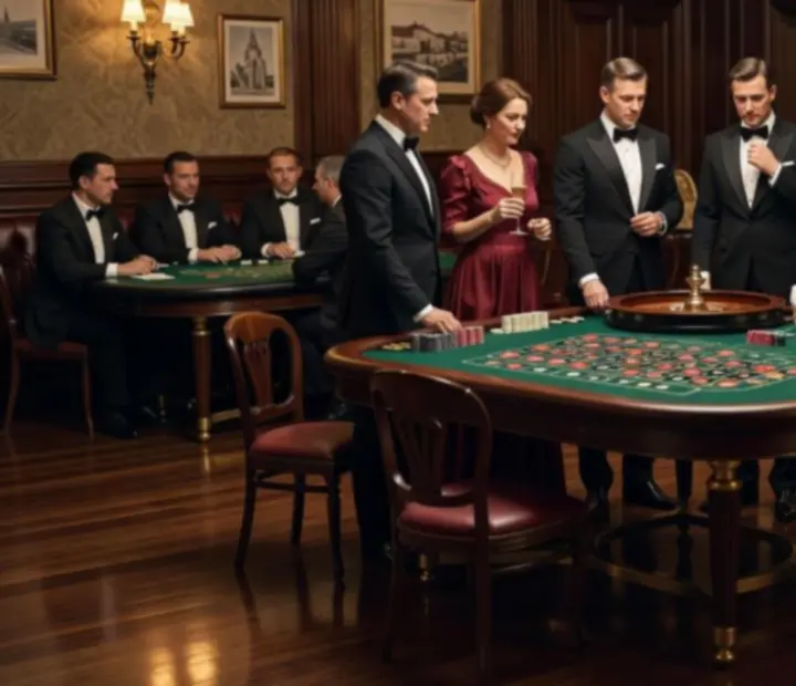 Soukromá casino místnost ve Starý Stůl s ruletovým stolem a elegantním osvětlením