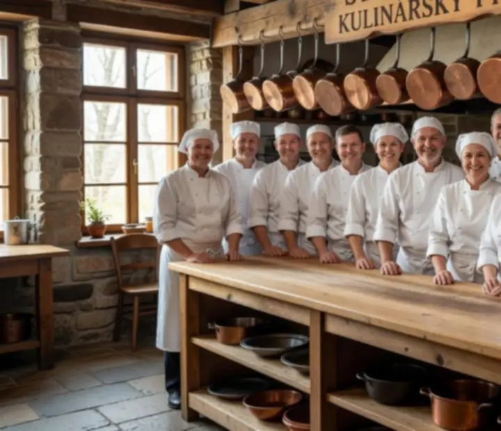 Tým kuchařů Starý Stůl v otevřené kuchyni